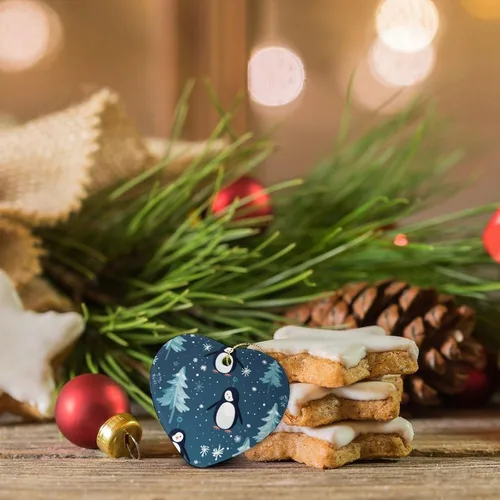 Miniatura 3 de Adorno de cerámica de pingüino para árbol de Navidad, adornos de árbol de Navidad de pingüino, decoración de árbol de Navidad para familiares