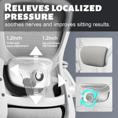 Miniatura 4 de Silla ergonómica para oficina - silla de estudio, silla gaming de 300 libras, silla de malla cómoda con respaldo alto, reposacabezas, soporte Grey01