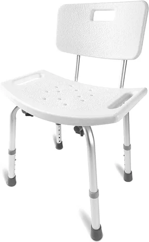 Miniatura 7 de DMI Silla de ducha para bañera o banco de ducha para ducha interior, hecha de aluminio antideslizante con asiento de plástico, no necesita