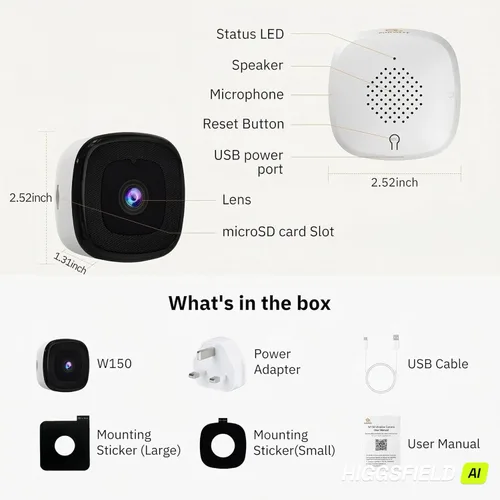 Miniatura 9 de Girafit Cámara de ventana de 3 MP 2K, cámaras de interior WiFi de 2.4 GHz y 5 GHz para seguridad en el hogar con visión nocturna a color ChroMax Al