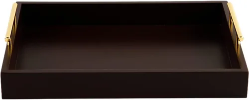 Miniatura 4 de JJSQYLAN Bandeja de madera para servir con asas, bandeja rectangular de desayuno para mesa de café, bandeja otomana decorativa de 16 x 12 pulgadas