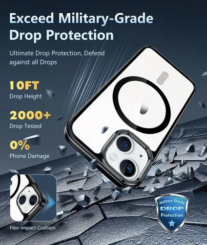 Miniatura 350 de FNTCASE Funda para iPhone 13 Pro-Max: Fundas magnéticas transparentes compatibles con Magsafe Slim anti amarillamiento protección contra caídas