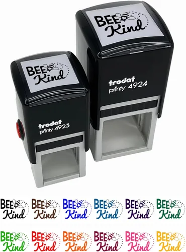 Bee Kind Honey Insect - Sello de tinta de goma autoentintante, 1-1/2 pulgadas, grande, tinta negra Negro