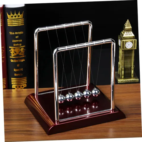 Miniatura 5 de TOYANDONA Bola grande de péndulo Newton con base cuadrada de metal con movimiento perpetuo para decoración de oficina en casa y regalo educativo