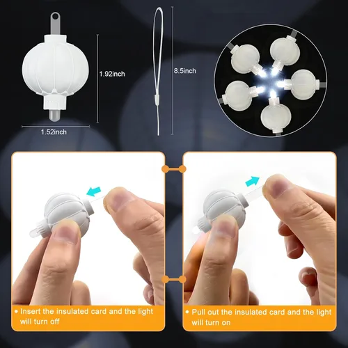 Miniatura 2 de Aogist Paquete de 24 luces LED pequeñas que funcionan con pilas, impermeables, duran 48 horas para linternas de papel, globos, flores, bodas y Blanco