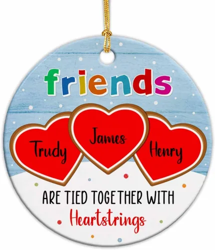 Miniatura 8 de Adornos de cerámica personalizados para los mejores amigos están atados con cuerdas de corazón, adorno personalizado de 2 amigos, adorno de buenos