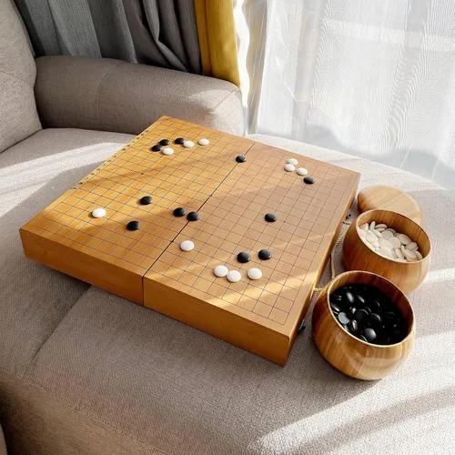 Miniatura 6 de 19x19 / Juego de Go de Alta Calidad en Caja de Regalo con Tablero de Piedras de Melamina Convexas Únicas y Juego de Cuencos de Bambú