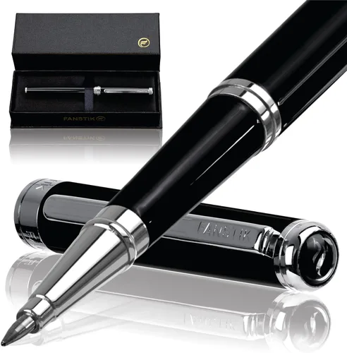 Miniatura 17 de FANSTIK Bolígrafo de lujo negro y dorado, juego de regalo elegante para mujeres, chapado en oro real de 24 quilates, juego de regalo profesional