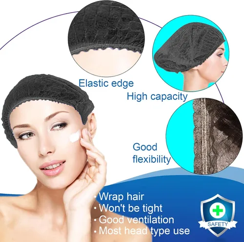 Miniatura 3 de Gorras Bouffant desechables, red de pelo de 21 pulgadas, tapón elástico para servicio de alimentos, cubierta de cabeza para dormir