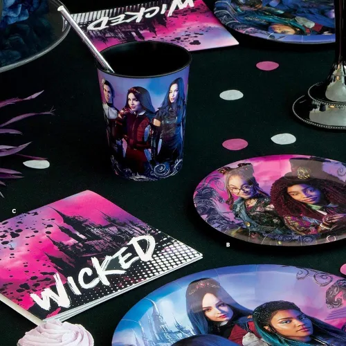 Miniatura 3 de Unique Disney Descendants 3 servilletas de papel multicolor "WICKED" (paquete de 16) – Servilletas vibrantes y ecológicas, perfectas para fiestas