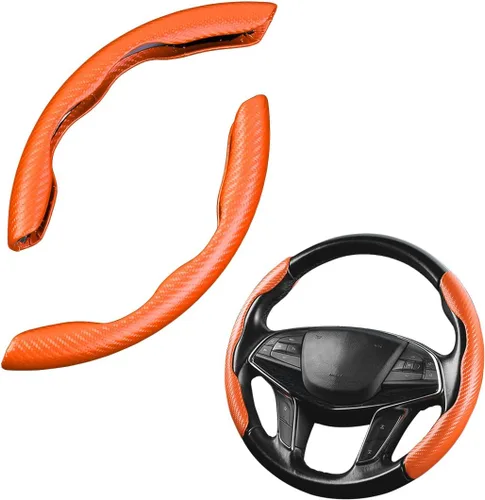 Miniatura 16 de LoyaForba Funda universal para volante de automóvil, protector universal de cuero segmentado de 15 pulgadas, antideslizante y suave, transpirable