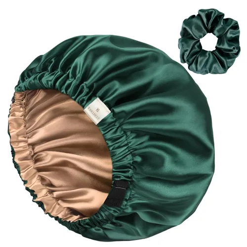 Miniatura 10 de YANIBEST Gorro de satén ajustable de doble capa para dormir, gorro para el cabello para mujeres con cabello rizado natural, color salvia