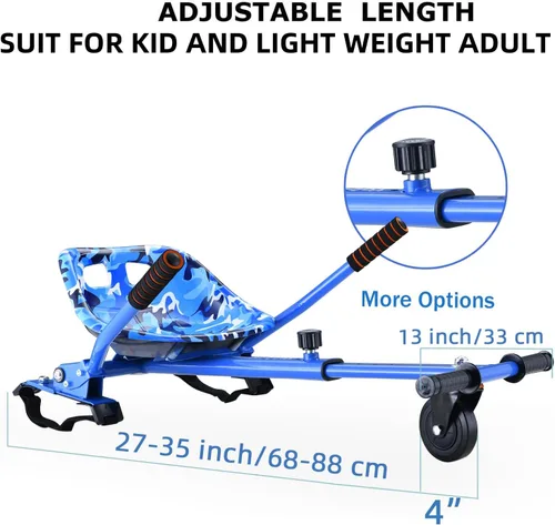 Miniatura 6 de Eco-Friendly Hoverboard Seat Attachment - Cool Seat, Swivel Wheel, Adjustable Length - Compatible with 6.5", 8", 8.5", 10" Hoverboards - Safe & Azul