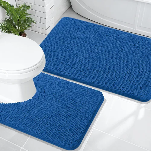 Miniatura 238 de OLANLY Juego de alfombras de baño de 2 piezas, alfombras de baño de chenilla suave y absorbente y alfombra de contorno en forma de U para inodoro