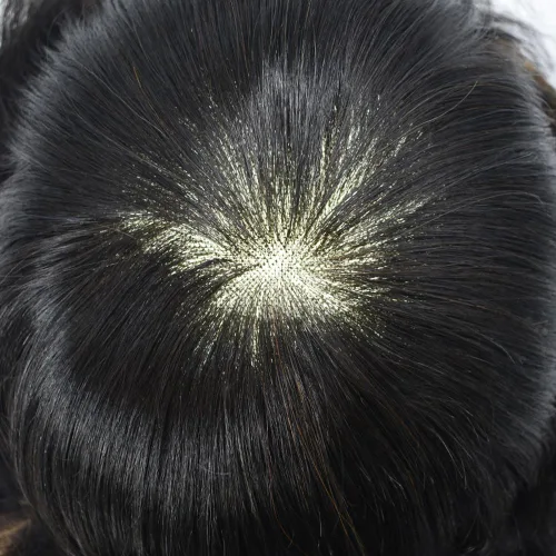 Miniatura 5 de Toupee For Men Human Hair Men's Toupee Hair Replacement System For Men Fine Mono Hair Piece For Men Poly Mens Hair System 8X10 Medium light density