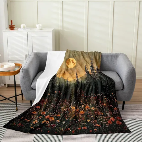 Miniatura 8 de Erosebridal Sketch Tree Flannel Blanket 40x50 Inch Vintage Farmhouse Fleece Blanket Grey Minimalist Mid Century Fuzzy Plush Throw French Country