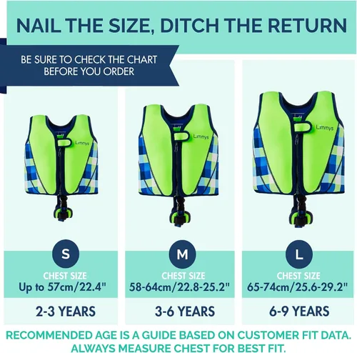 Miniatura 5 de Limmys Chaleco de natación para niños pequeños y niños, ayuda de natación de flotabilidad ajustable, certificado de seguridad CE, diseño galardonado