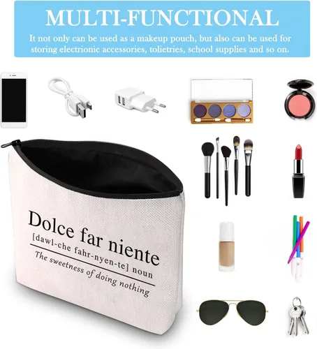 Miniatura 3 de GJTIM Bolsa con cremallera de viaje con temática italiana, cita italiana Sweet Doing Nothing, Dolce Far Niente, regalo para amantes de Italia, Bolso