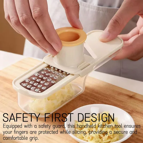 Miniatura 3 de 2 piezas mini cortadoras de mandolina 3 en 1 – Rallador de ajo de jengibre, picador de verduras con recipiente, herramienta de cocina de mano