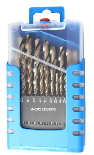 Miniatura 15 de Accusize Industrial Tools M35 H.S.S. Plus Juego de brocas métricas de cobalto al 5%, punta dividida de 135 grados, 1 a 0.394 in por 0.020 in en caja