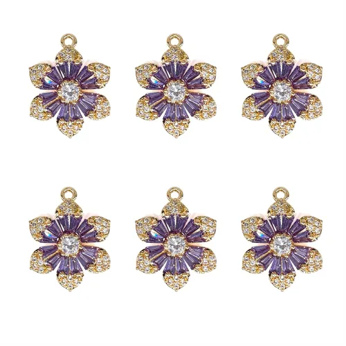 Miniatura 24 de Dijes de latón chapados en oro de circonita de cristal para hacer joyas, pulseras, collares, aretes, colgantes, suministros de manualidades