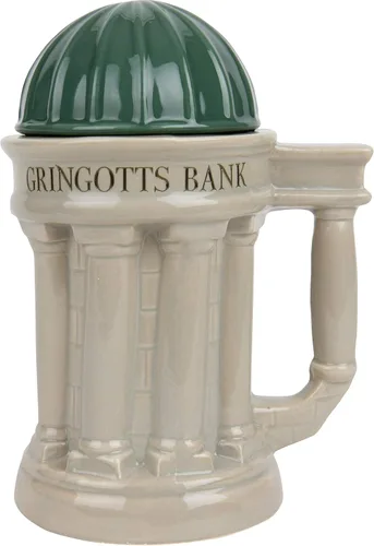 Harry Potter Gringotts Bank - Taza grande de 30 onzas, jarra de cerveza con tapa de cerámica con licencia oficial, para café, té, cerveza de