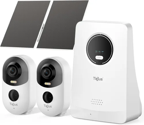 Cámaras de seguridad solares inalámbricas para exteriores, sistema de cámara de seguridad para el hogar 2K, visualización de TV sin conexión, no