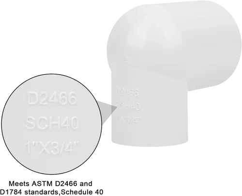 Miniatura 4 de 8Pack 1" x 3/4" PVC Increaser/Reducer 90 Degree Elbow PVC Pipe Fittings (Socket x Socket) Schedule 40 PVC Slip Reducing 90° Elbow Pipe Fittings for