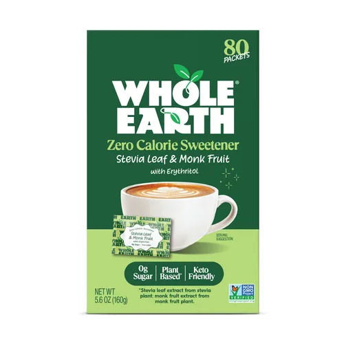 Whole Earth Sweetener Co. NATURE SWEET Edulcorante de fruta de estevia y fruta de monje, edulcorante de eritritol, paquetes de estevia de hoja
