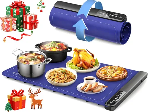 Miniatura 9 de Tapete de calentamiento para alimentos, bandejas de calentamiento de alimentos con 4 niveles de temperatura, tecnología de calefacción de 8