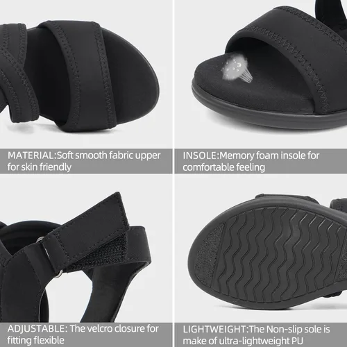 Miniatura 5 de Sandalias ortopédicas para mujer, de cuña baja, cómodas para caminar, con soporte de arco ortopédico, sandalias casuales con espuma viscoelástica