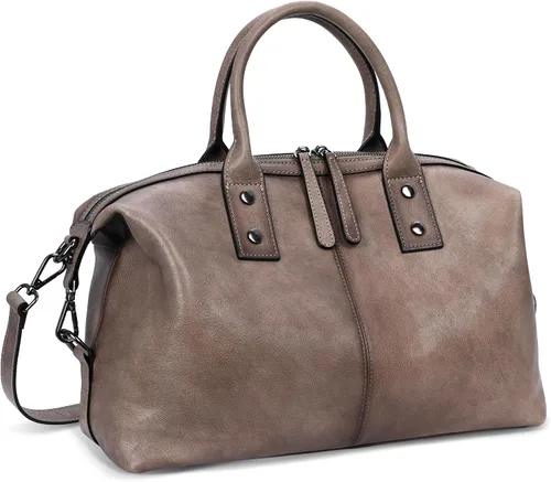 Miniatura 11 de Iswee - Bolso de hombro de cuero genuino, bolso tote con diseño de morral, con asa superior, bolso de gran capacidad, bolso cruzado