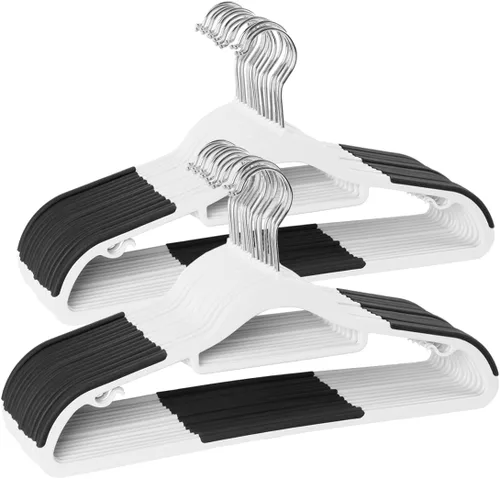 Miniatura 7 de Finnhomy Bar Design - Paquete de 50 perchas de plástico resistentes, perchas para ropa con almohadillas antideslizantes, ideal para camisas