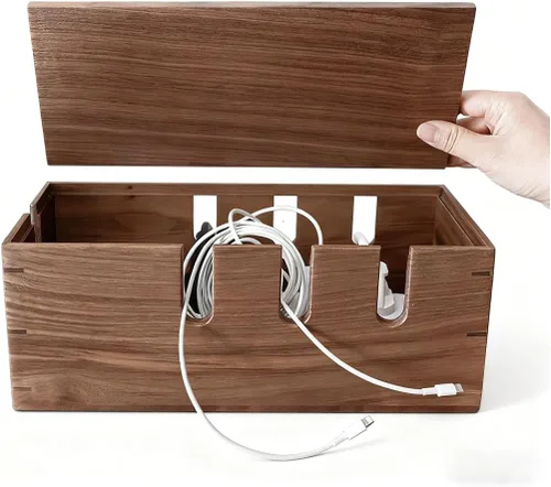 Caja de organización de cables, caja grande de cables y organizador de cables para línea eléctrica, organizador de cajas de cables de madera y caja