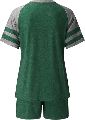 Miniatura 3 de Conjunto de dos piezas para mujer, conjunto deportivo de manga corta para mujer, conjunto de 2 piezas, conjunto de ropa de descanso con cordón