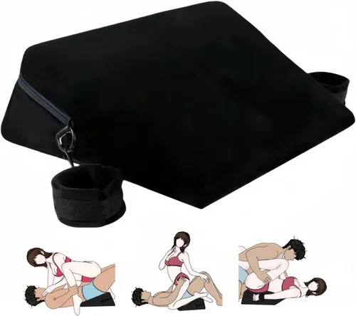 KBYHZ Sex Furniture Almohada de espuma con esposas Posición Cojines Posicionamiento Almohadas Negro