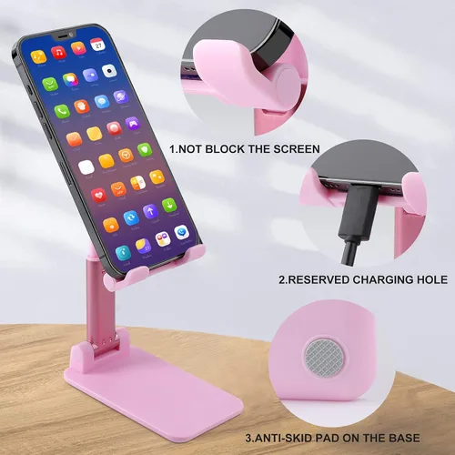 Miniatura 4 de Retro Bigfoot Sasquatch Portable Cell Phone Stand Foldable Desktop Phone Holder Adjustable Height Angle with Print Pattern pink-style-2