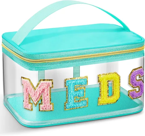 Miniatura 8 de Geetery Bolsa de Letras de Chenilla, Estuches de Viaje Meds Cheer Regalos para Porristas Bolsa de Cosméticos Maquillaje de Nylon Portátil Preppy