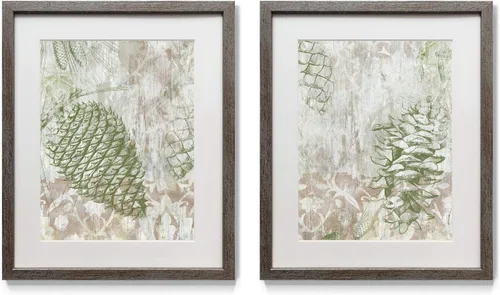 Miniatura 20 de Arte floral para pared, marco rústico de plata envejecida, juego de decoración de pared de 2 piezas: plumeria, caléndula, flores silvestres
