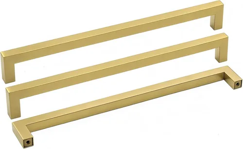 Miniatura 11 de Goldenwarm Paquete de 10 manijas cuadradas de bronce champán de 3 pulgadas (2.992 in) para armarios de cocina, armarios, aparadores y accesorios