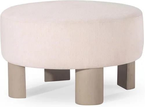 Miniatura 8 de Maven Lane Celia - Otomano tapizado redondo grande y contemporáneo, reposapiés acolchado para sofá o silla con patas de madera en acabado negro