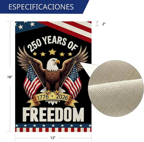 Miniatura 3 de Banderas de jardín con el 250 aniversario de Estados Unidos para exteriores, bandera de Estados Unidos con diseño de águila, decoración patriótica