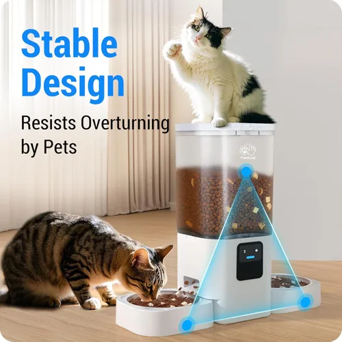 Miniatura 9 de Frienhund Comedero Automático para Gatos 2 Gatos con Alimentación Lenta: Comedero Automático Doble para Perros con WiFi 5G, Dispensador de Comida