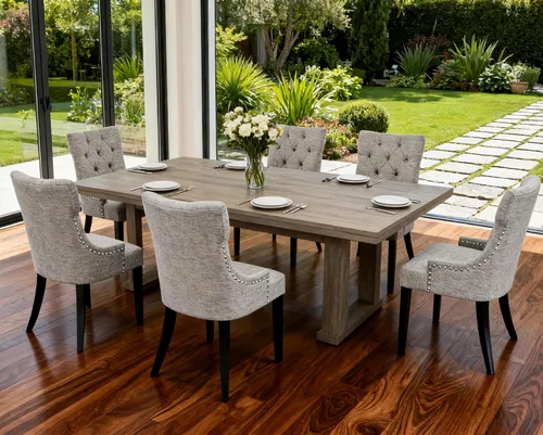 asunflower Juego de 6 sillas de comedor tapizadas con patas de madera negra, cómodas y sillas de cocina grandes con respaldo copetudo para