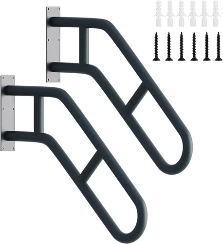 Miniatura 9 de Pasamanos de escalera mejorados para 1-3 escalones, pasamanos doblados de 27 pulgadas para escalones al aire libre, barandilla de escalera montada