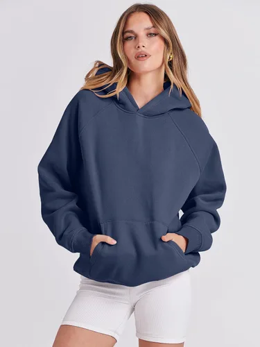 Miniatura 2 de Caracilia Sudaderas con capucha de gran tamaño para mujer, de forro polar, manga larga, con bolsillos, ropa de moda para otoño 2024