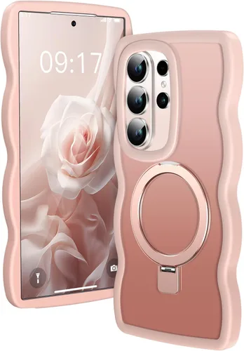 Miniatura 31 de [Soporte magnético y marco ondulado] Funda para Samsung Galaxy S24 Ultra [compatible con MagSafe] [protección militar contra caídas] no amarillenta