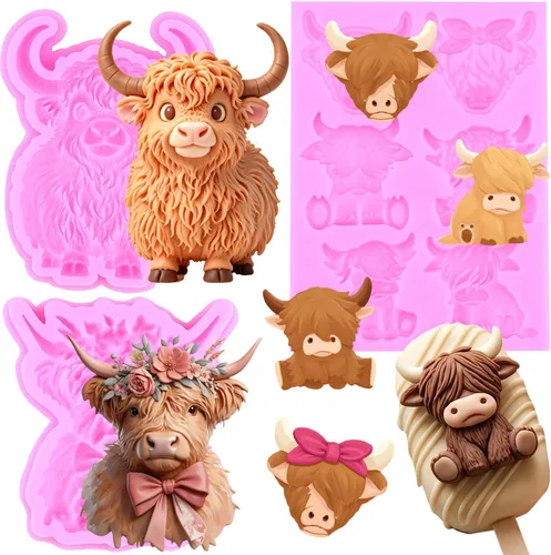 Miniatura 13 de ZiXiang Molde de silicona de animales de vaca, oveja, moldes de fondant, lindo cerdo, pollo, poni, caramelo, molde para decoración de pasteles