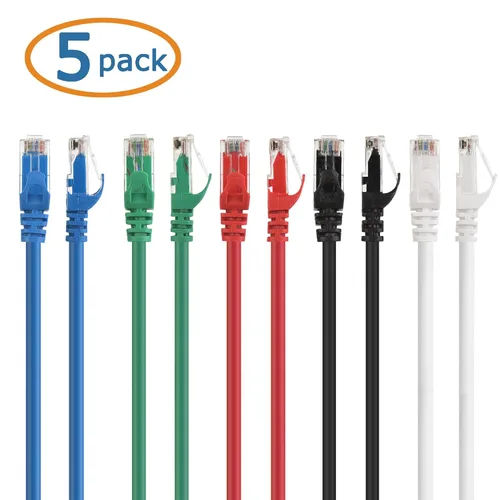 Miniatura 8 de Cable Matters combo de 5 colores, cable de conexión Ethernet sin enganches Cat6, negro, azul, blanco, rojo y verde, Rojo