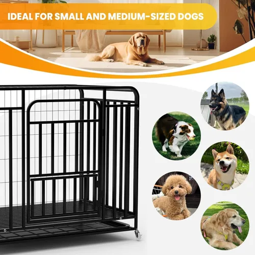 Miniatura 6 de 48 Inch Dog Kennel with Wheels, High Anxiety Steel Indoor Dog Cage with Removable Tray, Indestructible Escape Proof Heavy Duty Dog Crate Extra Large